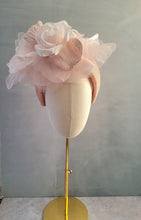 Load image into Gallery viewer, Big Pale Pink Flower Fascinator on a Sinamay Headband
