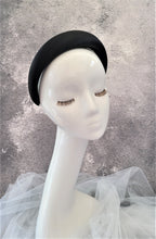 Load image into Gallery viewer, Black Silk Duchesse Satin Padded Headband