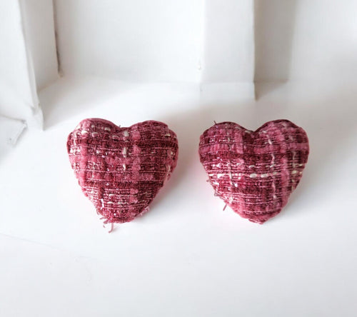 Raspberry Red Heart Clip-On Earrings – 3cm (Pierced option)
