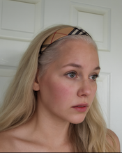 Load image into Gallery viewer, Beige Tartan Check Alice Band, Plaid Headband,  2.5 cm Wide matching child&#39;s size, width options