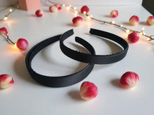 Load image into Gallery viewer, Black Satin Alice Headband – Duchess Satin, Various Width Options