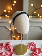 Load image into Gallery viewer, Black Satin Alice Headband – Duchess Satin, Various Width Options