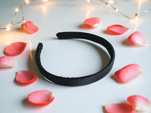 Load image into Gallery viewer, Black Satin Alice Headband – Duchess Satin, Various Width Options