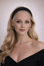 Load image into Gallery viewer, Black Velvet Alice Band Headband — Flat Style with Size Options