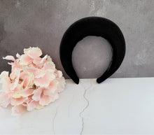 Load image into Gallery viewer, Black Velvet Extra Tall Padded headband, headpiece,  4 cms Wide 6 cms tall
