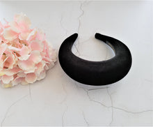 Load image into Gallery viewer, Black Velvet Extra Tall Padded headband, headpiece,  4 cms Wide 6 cms tall