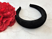 Load image into Gallery viewer, Black Velvet Padded 4 cm Wide headband (colour options)