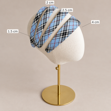 Load image into Gallery viewer, Baby Blue and Black Tartan Alice Band | 4 Widths