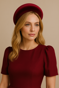 Burgundy Velvet Padded Headband – Tall Halo Style Crown Fascinator