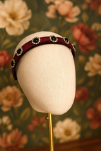 Load image into Gallery viewer, Burgundy Velvet Headband, Embellished with Diamante, Jewelled Headband