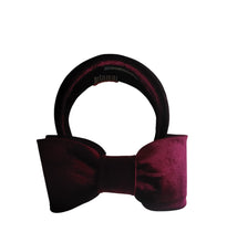 Load image into Gallery viewer, Burgundy Velvet Bow Ridged Headband Fascinator, Back Bow, Colour Options
