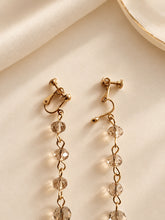 Load image into Gallery viewer, Extra Long Champagne Beaded Drop Earrings | Pierced or Clip-On