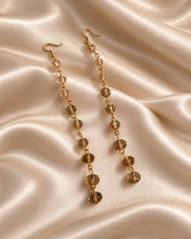 Load image into Gallery viewer, Extra Long Champagne Beaded Drop Earrings | Pierced or Clip-On