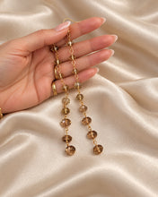 Load image into Gallery viewer, Extra Long Champagne Beaded Drop Earrings | Pierced or Clip-On