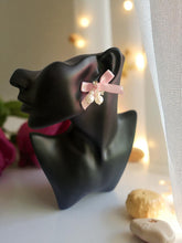 Load image into Gallery viewer, Clip-On Pink Satin Bow Earrings with Diamante Sparkle and Pearl Beads – Elegant Bridal or Occasion Jewellery