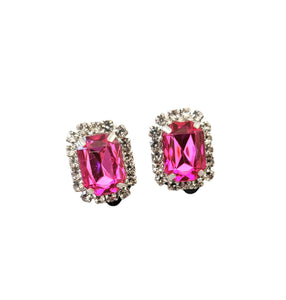 Clip On Small Diamante Cluster Stud Earrings
