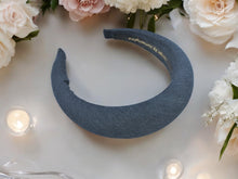 Load image into Gallery viewer, Denim Padded Halo Crown Headband, 4 cm Wide Headpiece for Women