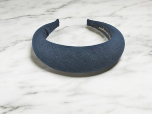 Denim Padded Halo Crown Headband, 4 cm Wide Headpiece for Women