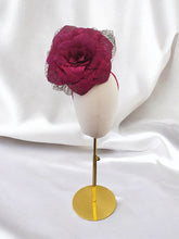 Load image into Gallery viewer, Big Dark Pink Flower Fascinator Headband, Large Silk Flower Headpiece,
