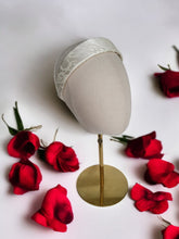 Load image into Gallery viewer, Dark Ivory Silk Satin Lace Headband, Bridal Wedding Headpiece, 4 cm wide