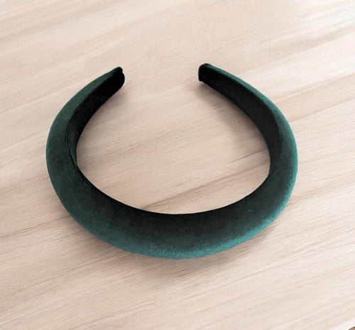 Bottle Green Velvet Padded headband 2.5 cms wide