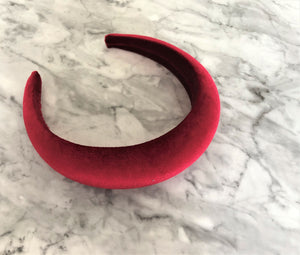 Black Velvet Padded 4 cm Wide headband (colour options)