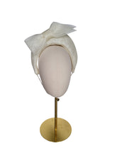 Load image into Gallery viewer, Ivory Bow Fascinator Headband — 7 cm Tall Halo Race Day Headpiece