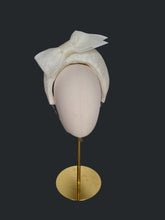 Load image into Gallery viewer, Ivory Bow Fascinator Headband — 7 cm Tall Halo Race Day Headpiece