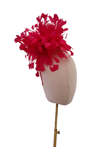 Fuchsia Pink Feather Fascinator Headband