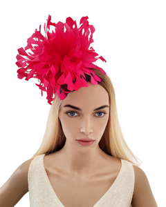 Fuchsia Pink Feather Fascinator Headband