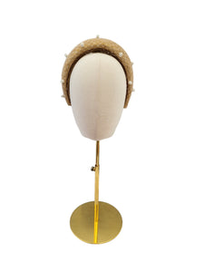 Gold Halo Style Fascinator with Ivory Dotty Veil – 6.5cm Wide