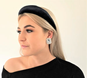 Black Velvet Padded 4 cm Wide headband (colour options)