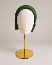 Load image into Gallery viewer, Olive Green Ridged Headband Fascinator with Back Bow | Elegant Occasion Headpiece "Cherry"