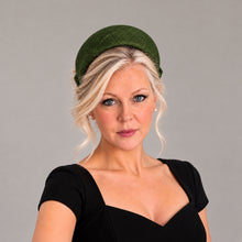 Load image into Gallery viewer, Olive Green Ridged Headband Fascinator with Back Bow | Elegant Occasion Headpiece "Cherry"