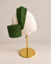 Load image into Gallery viewer, Olive Green Ridged Headband Fascinator with Back Bow | Elegant Occasion Headpiece "Cherry"