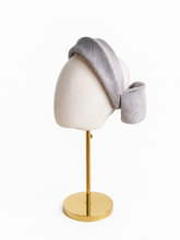 Load image into Gallery viewer, Silver Grey Shimmer Fascinator Headband with  Back Bow "Cherry"