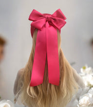 Load image into Gallery viewer, Pink Satin Sailor Bow Headband Fascinator, on a Sinamay Halo Base, with tails