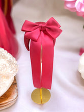 Load image into Gallery viewer, Pink Satin Sailor Bow Headband Fascinator, on a Sinamay Halo Base, with tails