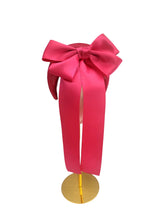 Load image into Gallery viewer, Pink Satin Sailor Bow Headband Fascinator, on a Sinamay Halo Base, with tails