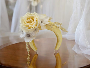 Yellow and ivory Flower Fascinator Headband - Elegant Headband for Weddings and Races