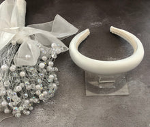 Load image into Gallery viewer, Ivory Satin Padded headband Hair Band 2.5 cms Wide