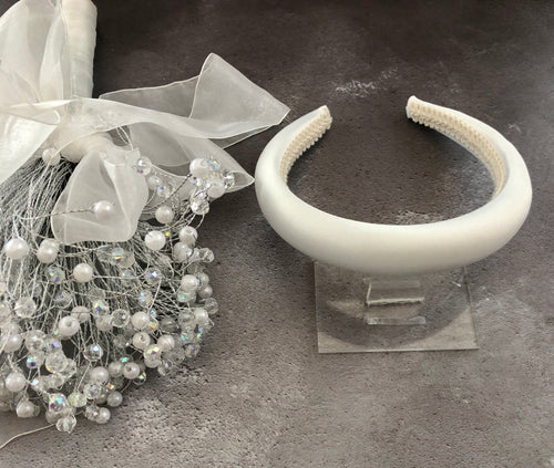 Ivory Satin Padded headband Hair Band 2.5 cms Wide