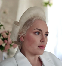 Load image into Gallery viewer, Ivory Back Bow Headband Fascinator – Elegant Races Hat - Halo style
