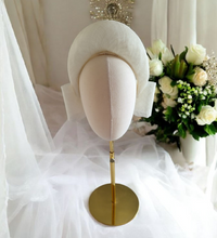 Load image into Gallery viewer, Ivory Back Bow Headband Fascinator – Elegant Races Hat - Halo style