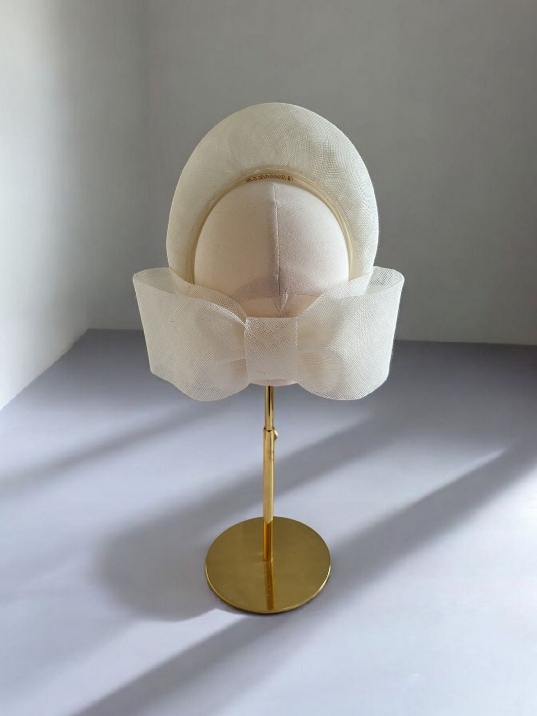 Ivory Back Bow Headband Fascinator – Elegant Races Hat - Halo style