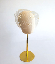 Load image into Gallery viewer, Ivory Bow Fascinator Headband – Bridal Headpiece with Veil and Scattered Bows, Wedding Headpiece