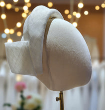 Load image into Gallery viewer, Ivory Bow Ridged Headband Fascinator, with Back Bow, 8 cm wide