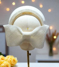 Load image into Gallery viewer, Ivory Bow Ridged Headband Fascinator, with Back Bow, 8 cm wide