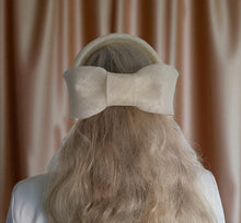Load image into Gallery viewer, Ivory Bow Ridged Headband Fascinator, with Back Bow, 8 cm wide