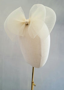 Ivory Double Bow Fascinator, Hair Clip,